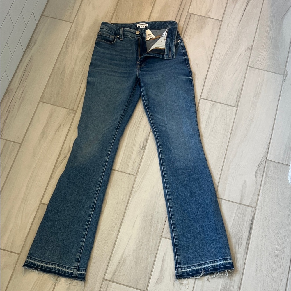 Good American Dark Blue Flare Jeans